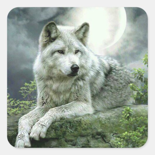 Best Selling Imaginative Wolf Art Illustration Pai Quadratischer Aufkleber (Vorderseite)