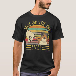 Best Sheltie Dad Ever Retro Vintage Sunset T-Shirt