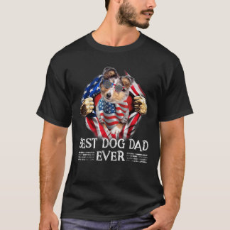 Best Sheltie Vater je amerikanische Flagge 4. Juli T-Shirt