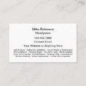 Best Simple Handyman Business Cards Visitenkarte (Rückseite)