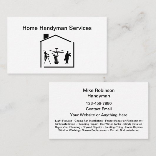 Best Simple Handyman Business Cards Visitenkarte (Vorne/Hinten)