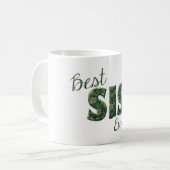 Best Sis Ever Green Floral Typography Sister Mug Kaffeetasse (Vorderseite Links)