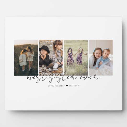 Best Sister Ever Modern Script 4 Photos Collage Fotoplatte (Vorderseite)