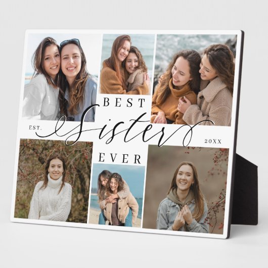 Best Sister Ever Script Photo Collage Keepsake Fotoplatte (Seite)
