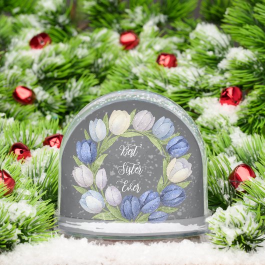 Best Sister Ever Tulip Wreath Thoughtful Gift Schneekugeln (Weihnachten)