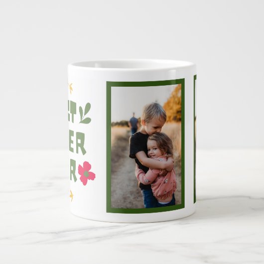 'Best Sister Ever'Yellow Green modern illustrativ Jumbo-Tasse (Vorderseite)