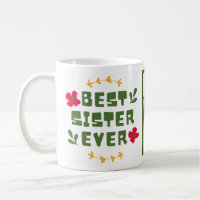 'Best Sister Ever'Yellow Green modern illustrativ