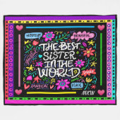 BEST SISTER Fleece Blanket (Vorderseite (Horizontal))