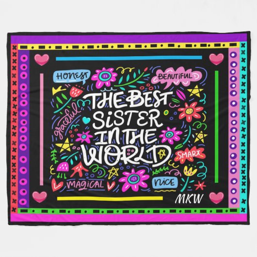 BEST SISTER Fleece Blanket (Vorderseite (Horizontal))
