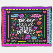 BEST SISTER Fleece Blanket Version 2 Spaß (Vorderseite (Horizontal))