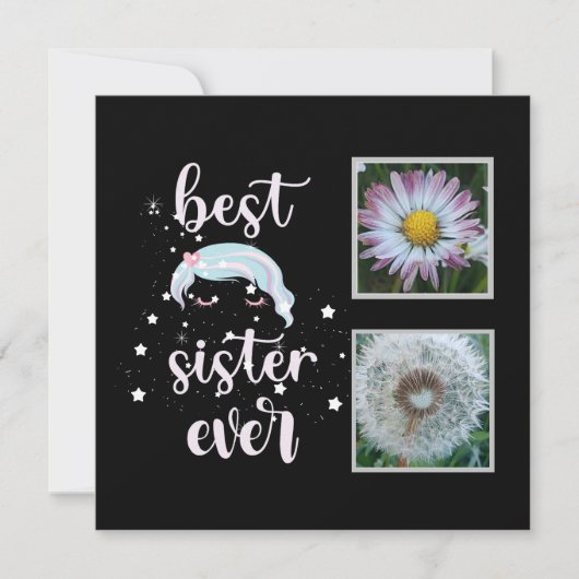 Best Sister Foto Template Flat Card (Vorderseite)