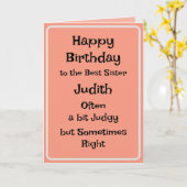 Best Sister Funny Birthday Card Karte (Gelbe Blume)