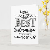 Best Sister-in-law in the World Birthday Karte (Gelbe Blume)