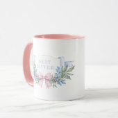 Best Sister | Pink Gingham Grandmillennial Tasse (Vorderseite Links)
