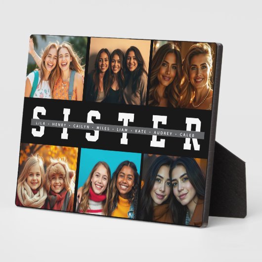 Best Sister Script Collage Foto & Names Fotoplatte (Seite)