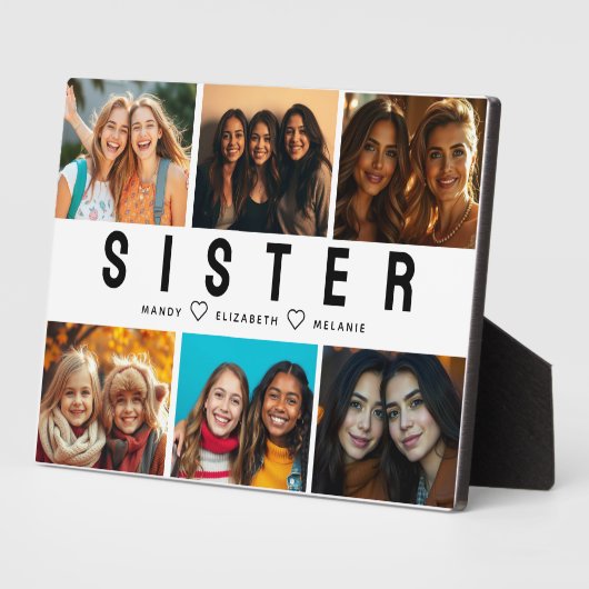Best Sister Script Collage Foto & Names Fotoplatte (Seite)