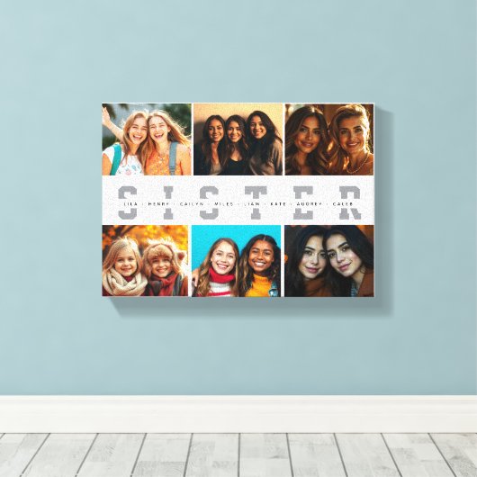 Best Sister Script Collage Foto & Names Leinwanddruck (Insitu (Holzboden))
