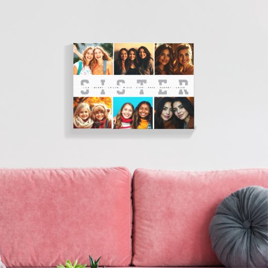 Best Sister Script Collage Foto & Names Leinwanddruck (Insitu (Wohnzimmer))