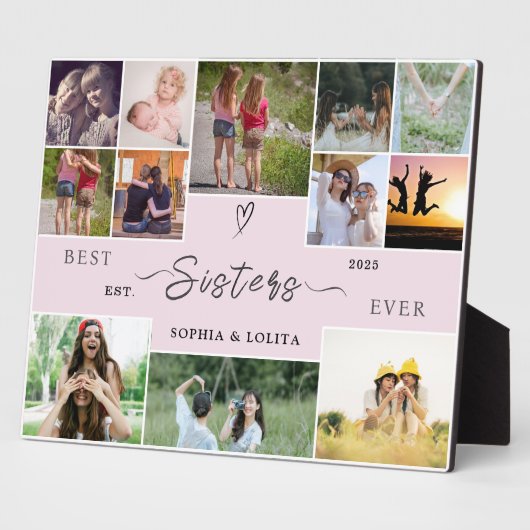 Best Sisters Ever – Custom 12-Photo Collage Gift Fotoplatte (Seite)
