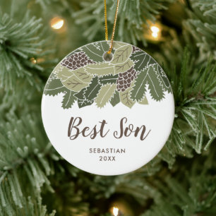 Best Son Personalized Rustic Gift For Son-in-law Keramik Ornament