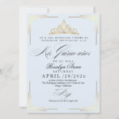 Best Spanish Mis Quince años Script Gold Blue Einladung (Rückseite)