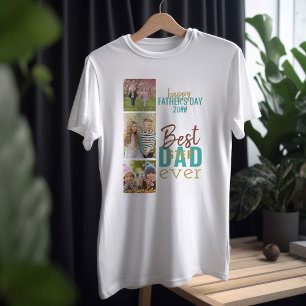 Best Stepdad Ever 3 Foto Collage Vathers Day T-Shirt