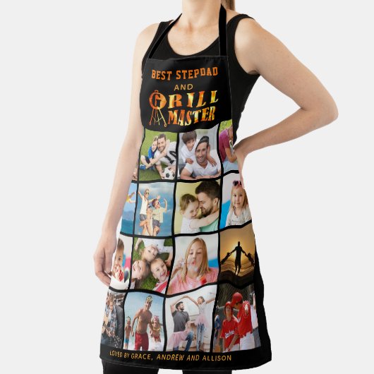 BEST STEPDAD GRILL MASTER 16 Foto Collage Names Schürze (InSitu)