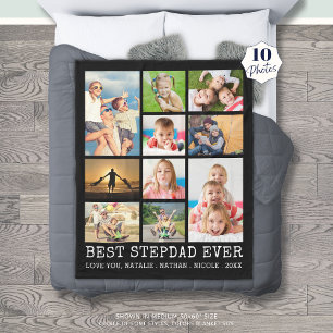 BEST STEPDAD JE 10 Foto Collage Your Color Fleecedecke