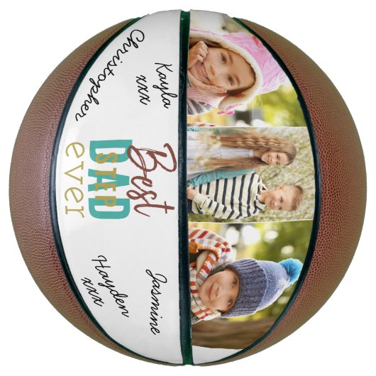 Best Stepdad je Custom 3 Foto signiert Basketball (Vertikal)
