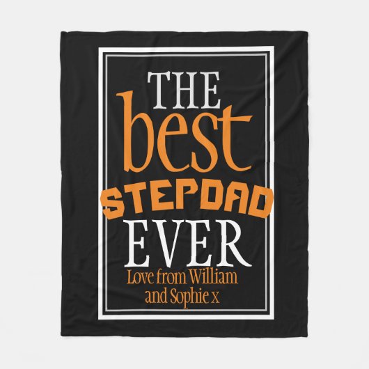 Best Stepdad je Typografie Black Fleece Blanket (Vorderseite)