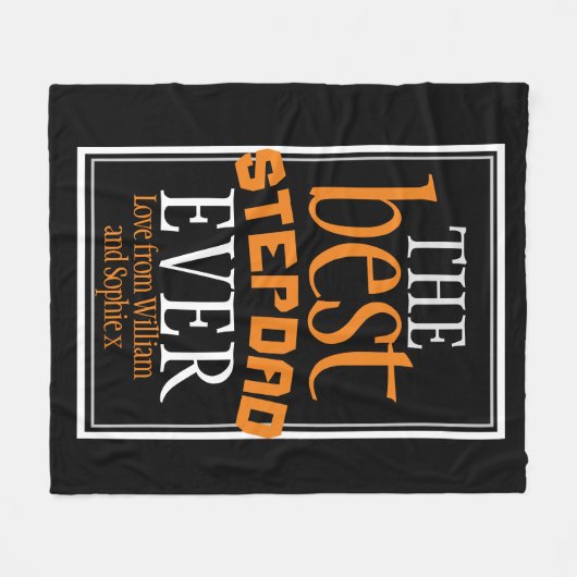 Best Stepdad je Typografie Black Fleece Blanket (Vorderseite (Horizontal))