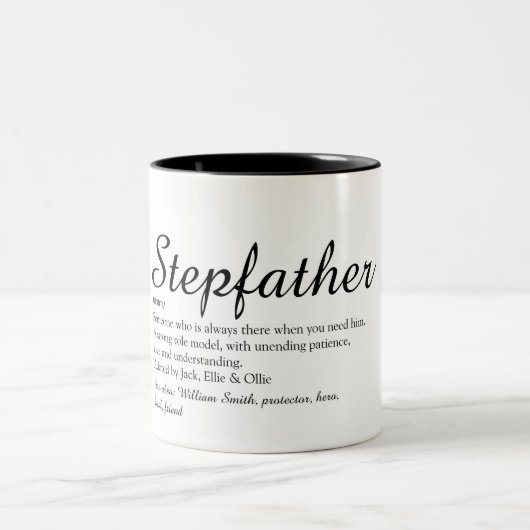 Best Stepfather, Stepdad je Definition Skript Zweifarbige Tasse (Mittel)