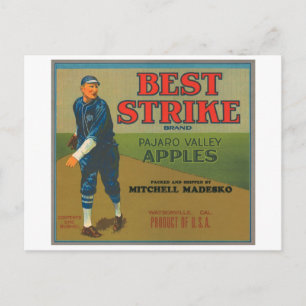Best Strike Vintage Apple Crate Etikett - vintage Postkarte