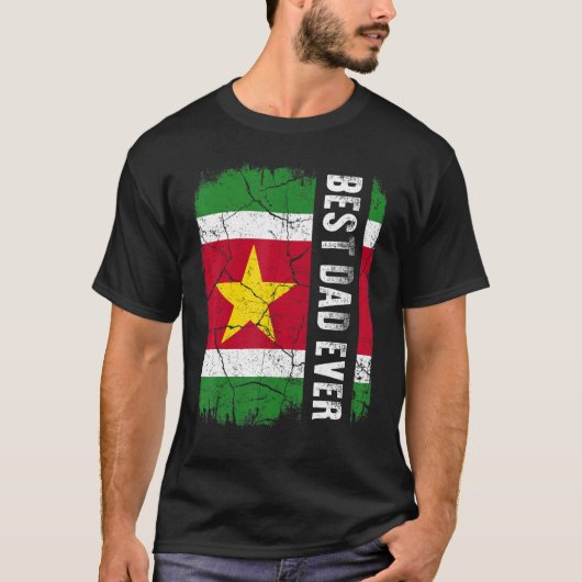 Best Surinamese Dad Ever Suriname Flag Father's Da T-Shirt (Vorderseite)