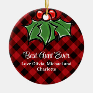 Best Tante ever Christmas classic Red Kariert Holl Keramik Ornament