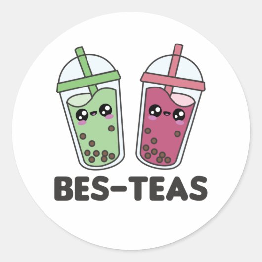 Best Tea - Bubble Tea Kawaii Boba Liebe Runder Aufkleber (Vorderseite)