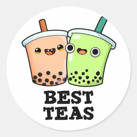 Best Tea Funny Besties Boba Tea Pub Runder Aufkleber (Vorderseite)
