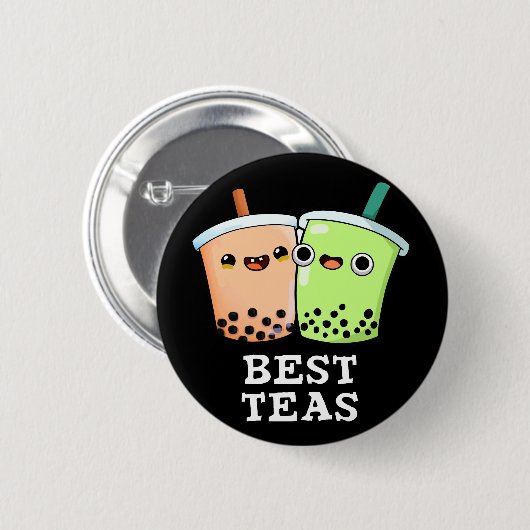 Best Tea Funny Besties Boba Tea Pun Dark BG Button (Vorne & Hinten)
