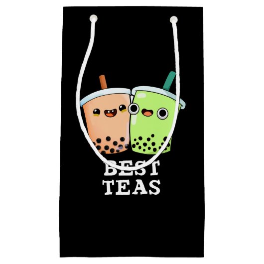 Best Tea Funny Besties Boba Tea Pun Dark BG Kleine Geschenktüte (Vorderseite)