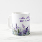 Best Teacher Appreciation Lavender Spring Floral Kaffeetasse (Vorderseite Links)