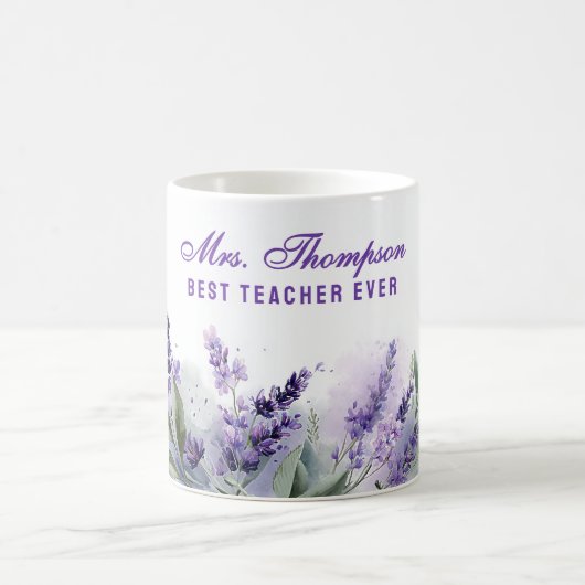 Best Teacher Appreciation Lavender Spring Floral Kaffeetasse (Mittel)