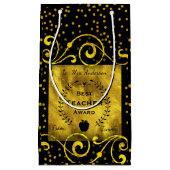 Best Teacher Award Gold mit Black Danke Kleine Geschenktüte (Vorderseite)