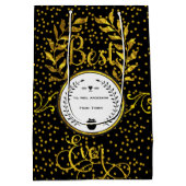 Best Teacher Award Gold mit Black Danke Mittlere Geschenktüte (Rückseite)