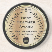 Best Teacher Award Gold mit Schwarz Getränkeuntersetzer (Vorne)