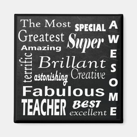 Best Teacher Chalkboard Subway Typografy Art Magnet (Vorne)
