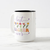 Best teacher ever, Custom mug for teacher Zweifarbige Tasse (Vorderseite Links)