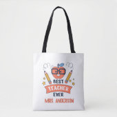 Best teacher ever, Customized Cotton Canvas Tote Tasche (Vorderseite)