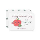Best Teacher Ever Cute Apple Valentine Card Mitteilungskarte (Vorderseite/Rückseite Beispiel)