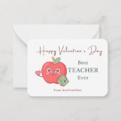 Best Teacher Ever Cute Apple Valentine Card Mitteilungskarte (Vorderseite)