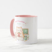 Best Teacher Ever Cute Kawaii Kitty Cat Sweet Pink Tasse (Vorderseite Links)